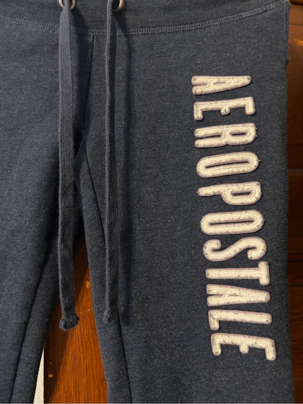 Y2K Aeropostale Navy Blue Cozy flare Sweatpants - Picture 2 of 4